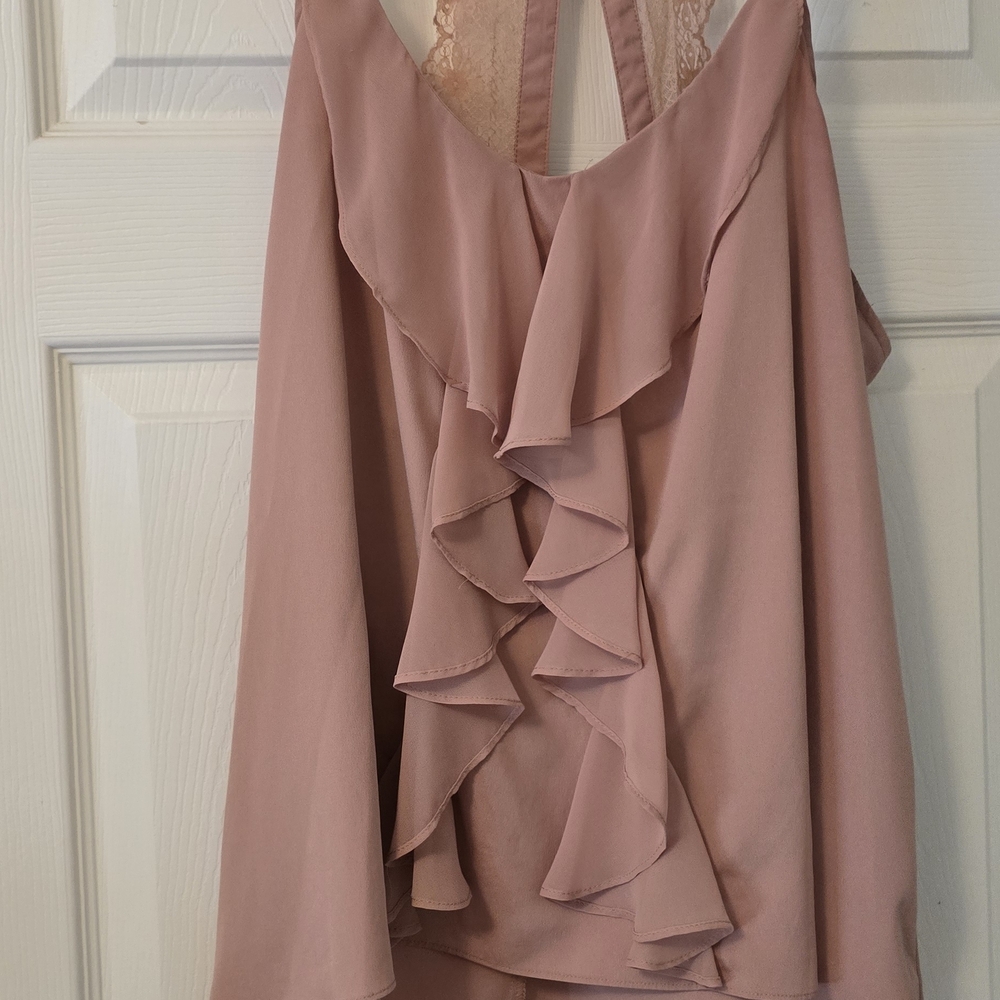 LC Lauren Conrad Dusty Rose Ruffle Halter Top